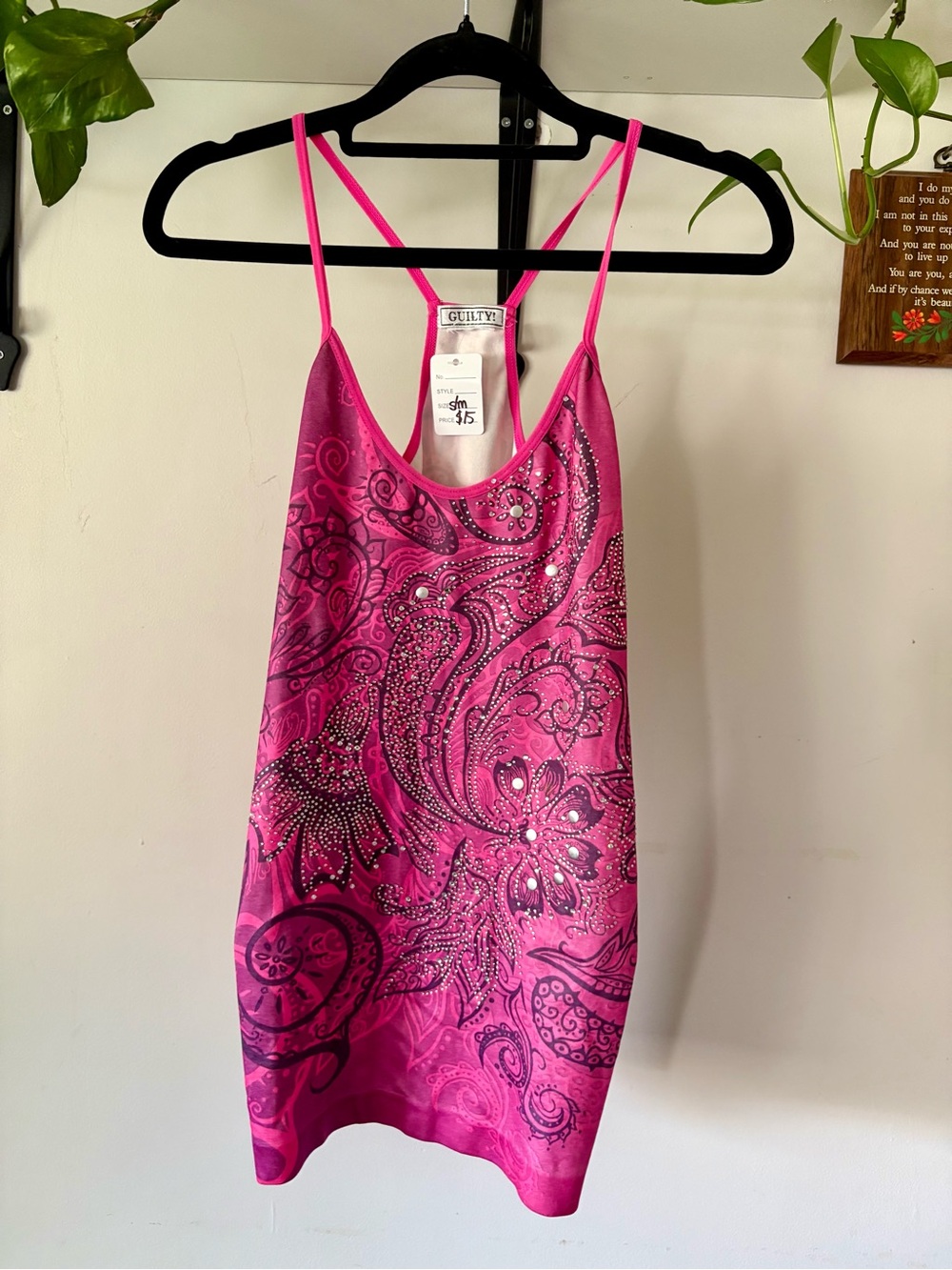 Hot Pink Paisley Embellished Camisole